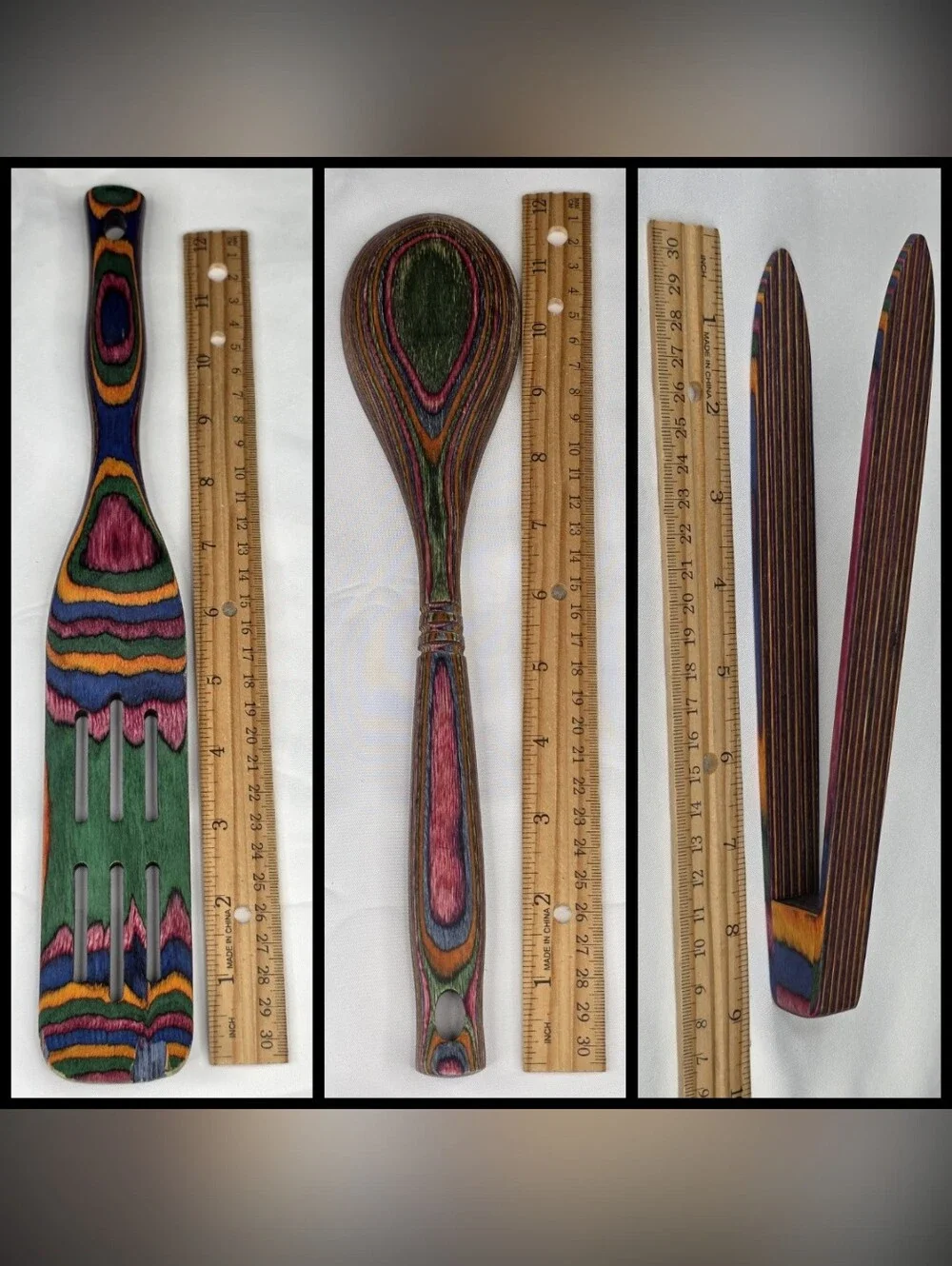 Island Bamboo Rainbow Pakkawood Utensil Set (3pc)